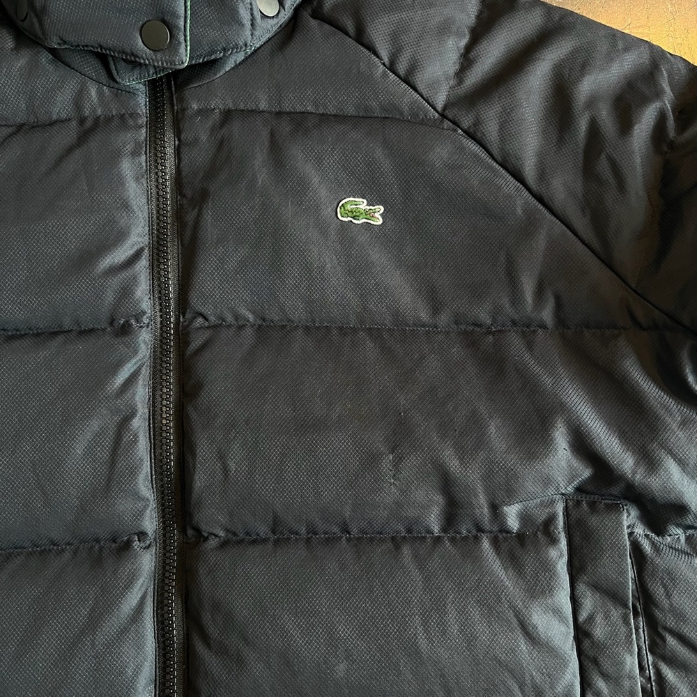 Lacoste L!VE Men's black green logo Print Reversible Quilted Jacket size 38 - Picture 4 of 15